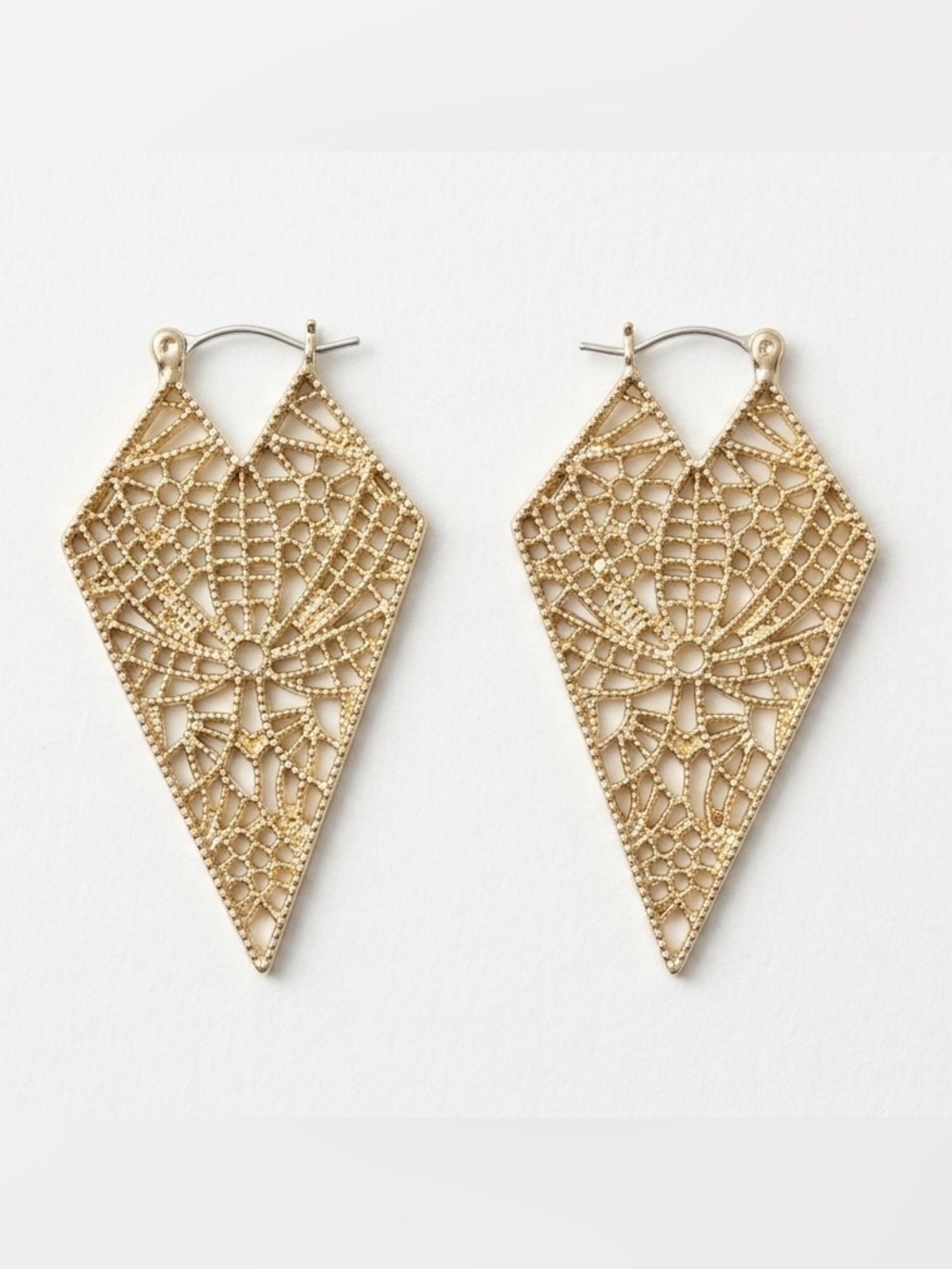 🔥4 for $25 Gold Tone Filigree Geometric Drop Earrings Jewelry